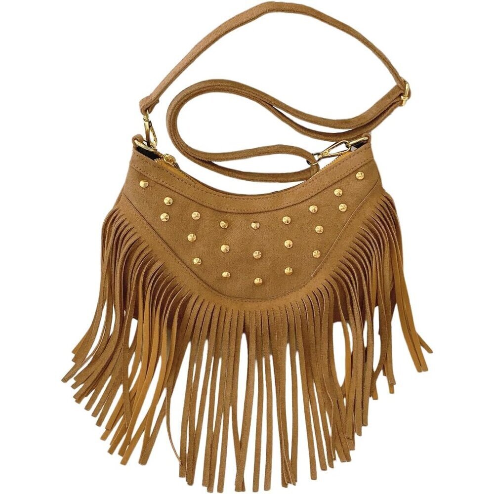Women's Suede Crossbody Bag Fringe Tassels Western Style Boho Shoulder